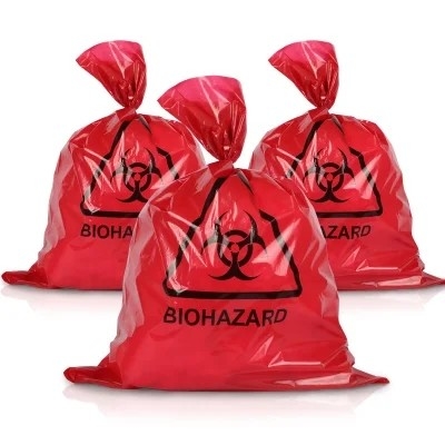 লাল LDPE / HDPE মেডিকেল বায়োহাজার্ড বর্জ্য নিষ্পত্তি ব্যাগ