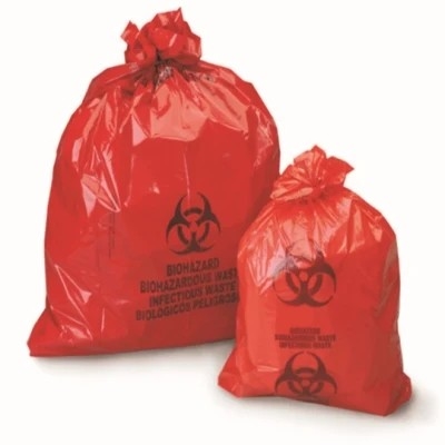 লাল LDPE / HDPE মেডিকেল বায়োহাজার্ড বর্জ্য নিষ্পত্তি ব্যাগ